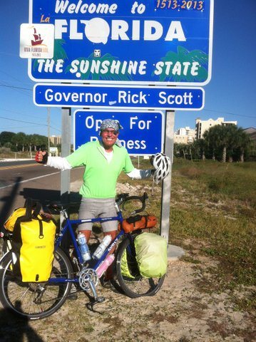 George Holroyd is all smiles as he's about to enter the state of Florida.