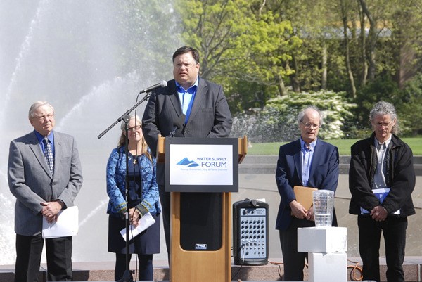 City of Redmond Mayor John Marchione was among the speakers at the Seattle Center International Fountain on Monday to make an announcement about the future of the region's water supply.