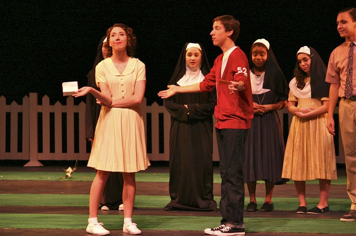 Redmond High School students rehearse for the upcoming production of 'Much Ado About Nothing.' In the foreground (from left) are Emma Broback