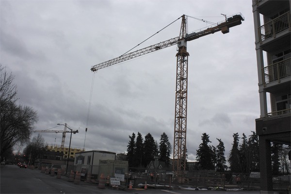 There are currently two construction projects on Cleveland Street in downtown Redmond. Both projects are for mixed-use developments that will have housing and retail.