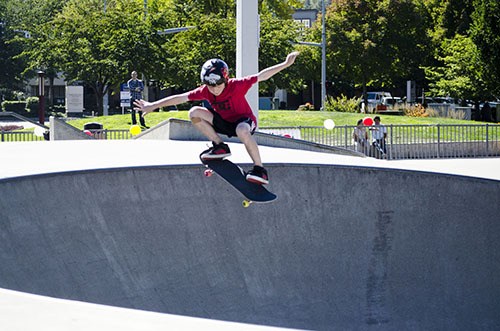 A skater drops in on Saturday at the Edge Skate Park during the Old Firehouse Teen Center's Redmond Skate Comp.