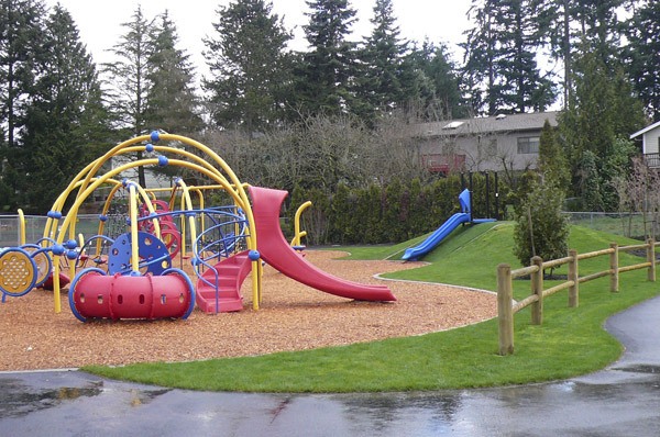 The newly renovated Spiritbrook Neighborhood Park contains a new and enlarged play structure