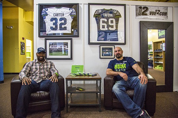 Former Seahawks Kerry Carter (left) and Joe Tafoya are partial owners of Volume 12