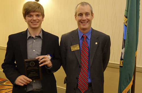 Rotary Club of Redmond named Redmond High School's (RHS) Trenton Mueller its senior student of the month. He was honored at the club's recent meeting and Michael Nichols made the presentation.