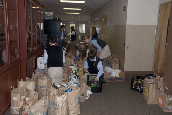 The Bear Creek School in Redmond held a food drive that brought in 8