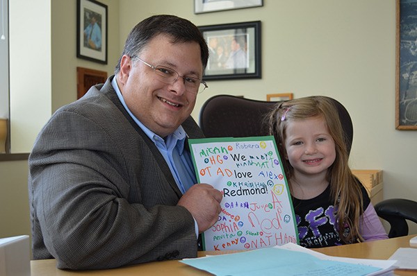 City of Redmond Mayor John Marchione (left) with Noa Mittelman.