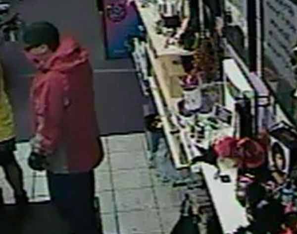 The Lovers store robbery suspect was caught on video this afternoon.