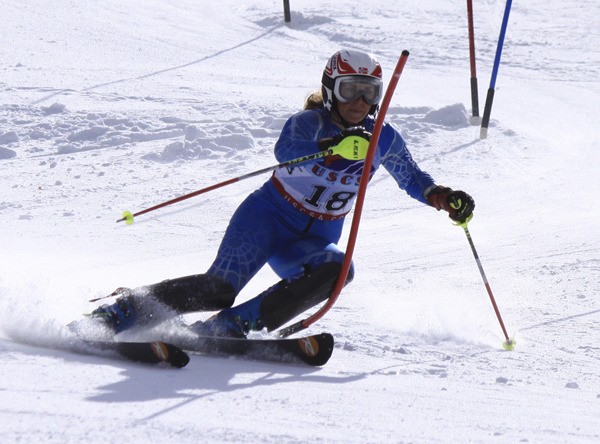 Redmond High graduate Katie Ulvestad (Class of 2010) swooshes down the mountain at the USCSA Collegiate National Championships in Maine last weekend. She placed 7th in the slalom event and ninth overall.